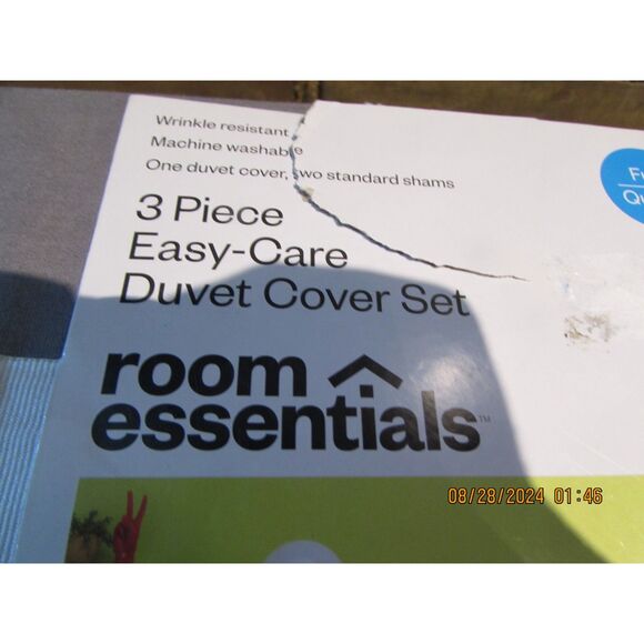 NEW DUVET COVER SEY FULL / QUEEN 3 PIECE SET GRAY PILLOW SHAMS COTTON BLEND - Picture 3 of 6